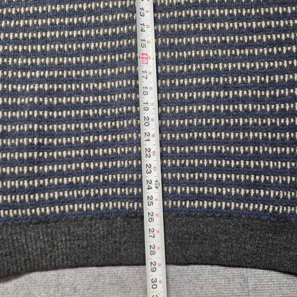 Bobby Jones Players Mens XL 100% Lambswool Quarter Zip Sweater Grey Blue Knit